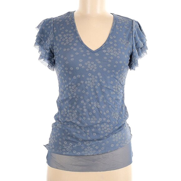 Vince Camuto Womens Tier Ruffle Etheral Dawn Ruffle Sleeve Top - Picture 1 of 3